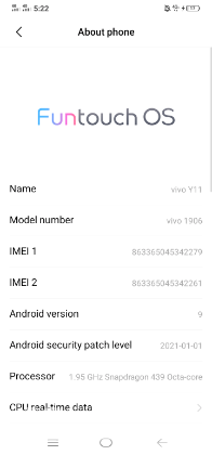 Vivo y 11. Model- vivo1906